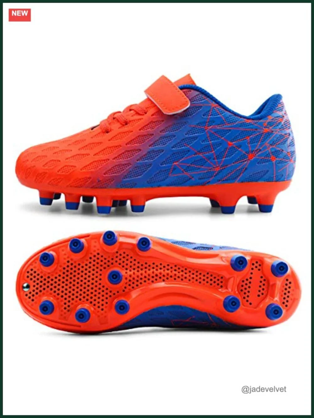 Kids Firm Ground Soccer Cleats Athletic Outdoor Football Shoes Hook & Loop